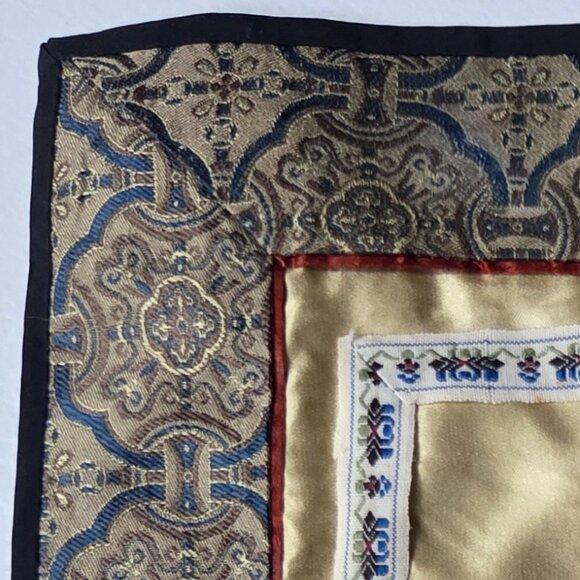 Vintage Elegant Silk Embroidered Cloth Floral Butterfly Picture Panel - Picture 5 of 7